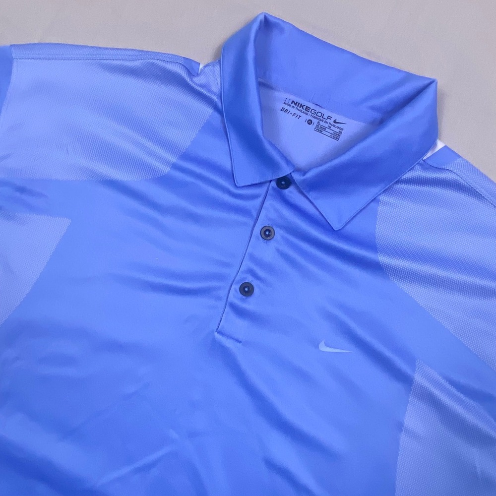 Nike Golf Dri-FIT Polo Shirt Mens XL Blue Stretch Mesh Panel Performance Sport